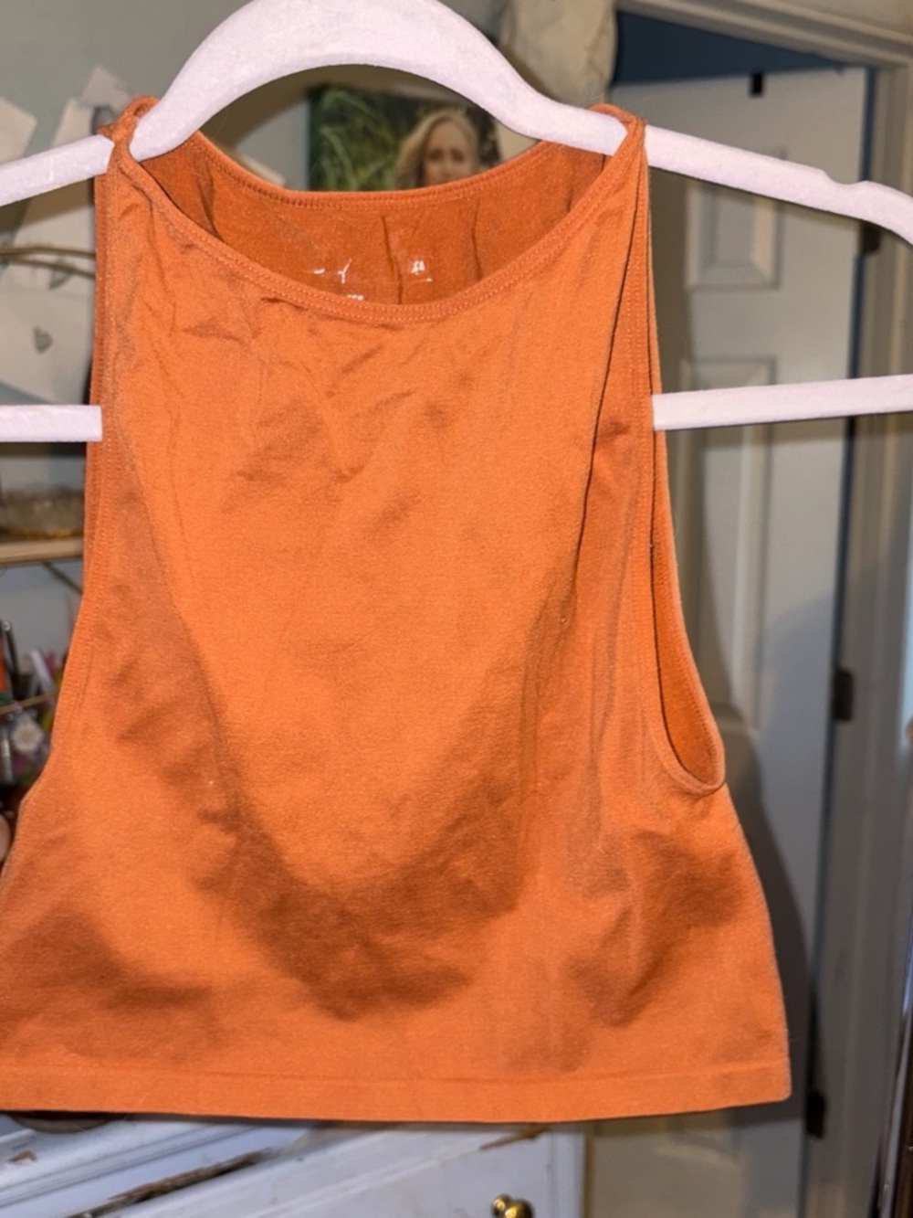 High-Neck Orange Tank Top — Women's Sleeveless Crop